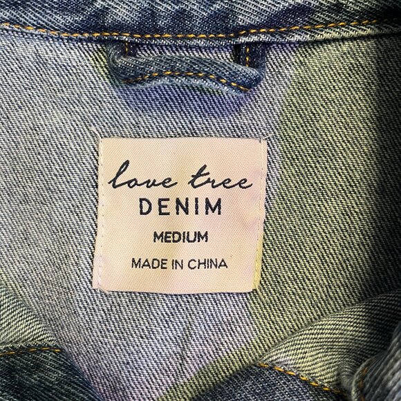 LOVE TREE DENIM Distressed Jean Jacket Medium Wash Size M EUC - Picture 7 of 8
